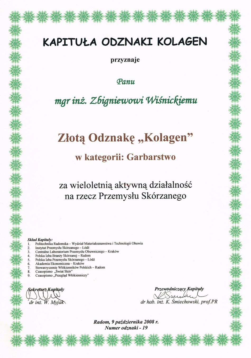 Złota Odznaka Kolagen